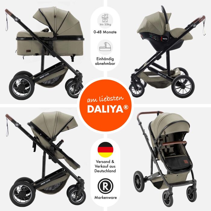 Daliya® FLEXI-PRO M 3in1 Kinderwagen & Buggy mit i-Size Babyschale (Farbauswahl)