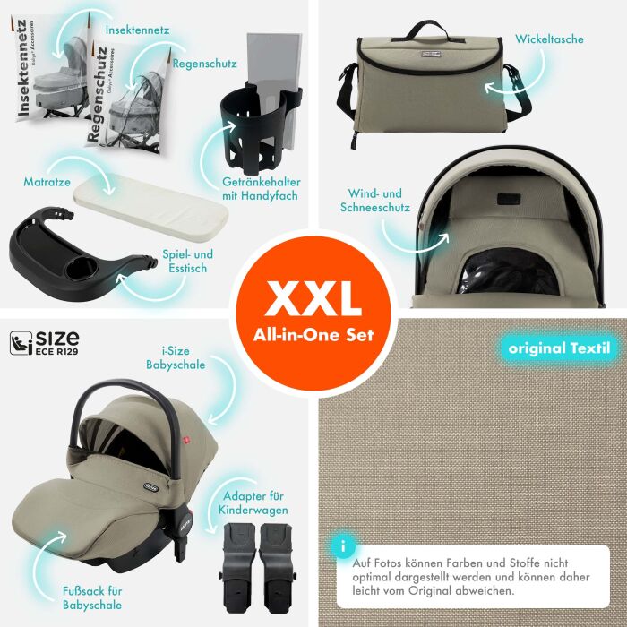 Daliya® FLEXI-PRO M 3in1 Kinderwagen & Buggy mit i-Size Babyschale (Farbauswahl)