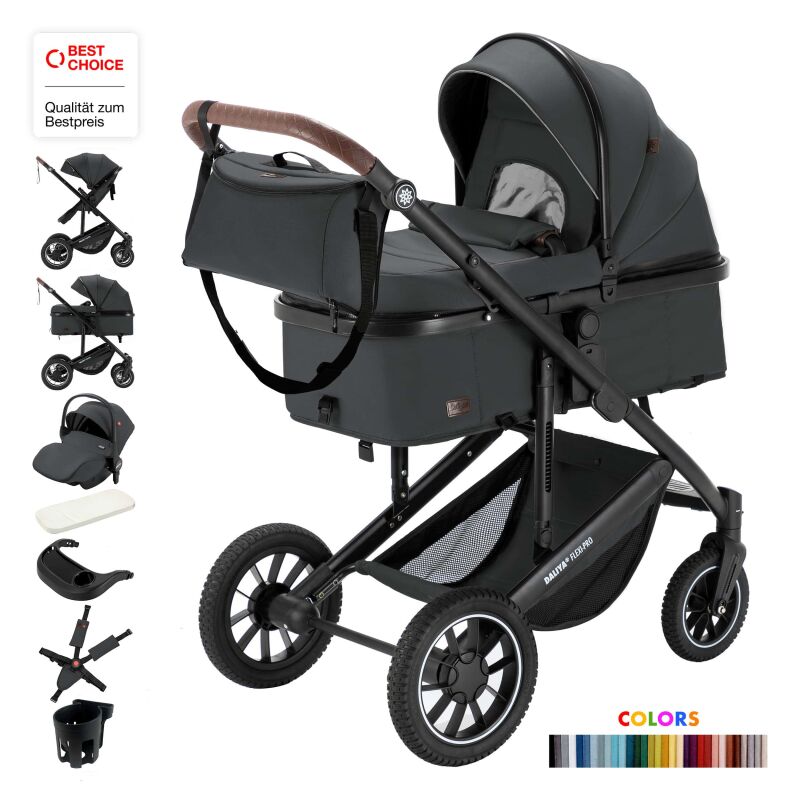 Daliya® FLEXI-PRO M 3in1 Kinderwagen & Buggy mit i-Size Babyschale (Farbauswahl)