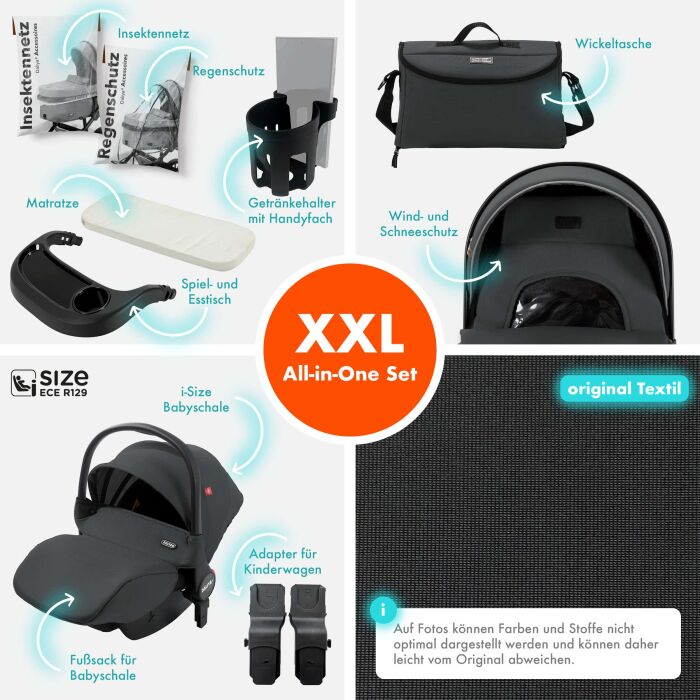 Daliya® FLEXI-PRO M 3in1 Kinderwagen & Buggy mit i-Size Babyschale (Farbauswahl)