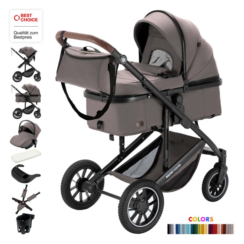 Daliya® FLEXI-PRO M 3in1 Kinderwagen & Buggy mit i-Size Babyschale (Farbauswahl)