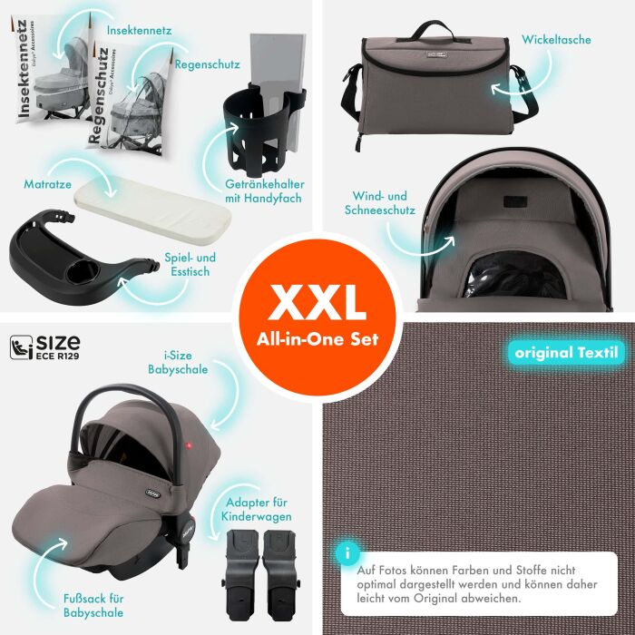 Daliya® FLEXI-PRO M 3in1 Kinderwagen & Buggy mit i-Size Babyschale (Farbauswahl)