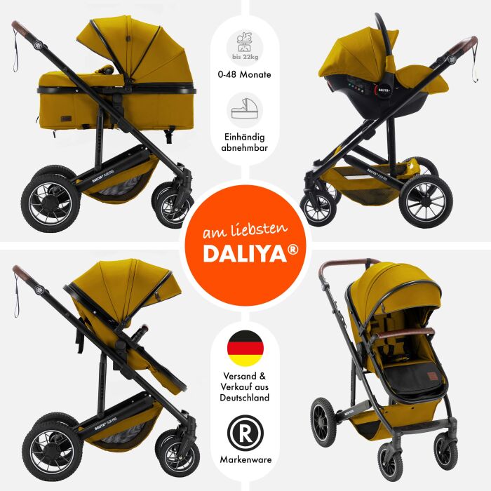 Daliya® FLEXI-PRO M 3in1 Kinderwagen & Buggy mit i-Size Babyschale (Farbauswahl)