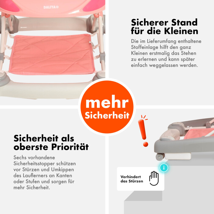 Daliya® BELLINO 4in1 Spiel- und Lauflernwagen (Rosa-Grau)