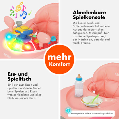 Daliya® BELLINO 4in1 Spiel- und Lauflernwagen (Rosa-Grau)