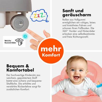 Daliya® BELLINO 4in1 Spiel- und Lauflernwagen (Rosa-Grau)