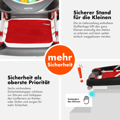 Daliya® BELLINO 4in1 Spiel- und Lauflernwagen (Rot)