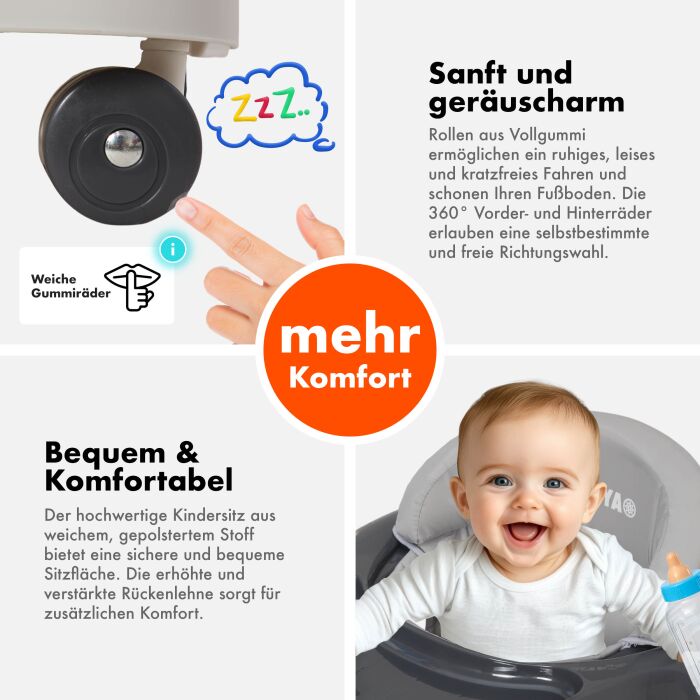 Daliya® BELLINO 4in1 Spiel- und Lauflernwagen (Grau)