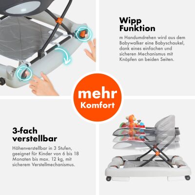 Daliya® BELLINO 4in1 Spiel- und Lauflernwagen (Grau)