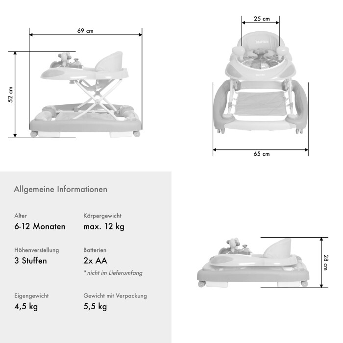 Daliya® BELLINO 4in1 Spiel- und Lauflernwagen (Türkis)