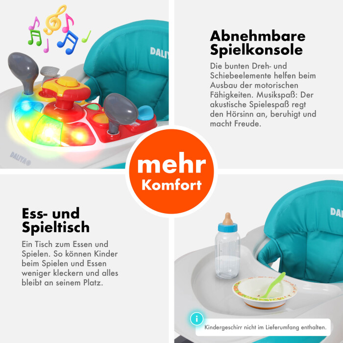 Daliya® BELLINO 4in1 Spiel- und Lauflernwagen (Türkis)