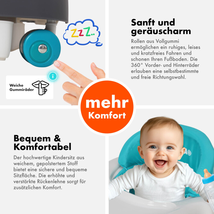 Daliya® BELLINO 4in1 Spiel- und Lauflernwagen (Türkis)