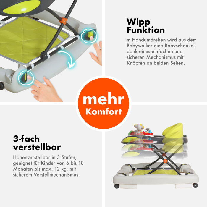 Daliya® BELLINO 4in1 Spiel- und Lauflernwagen (Limonengrün)