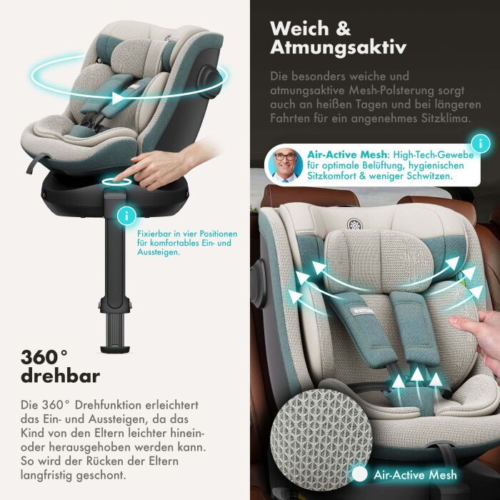Daliya® BRAVO 360° i-Size Auto-Kindersitz (Hellgrün)