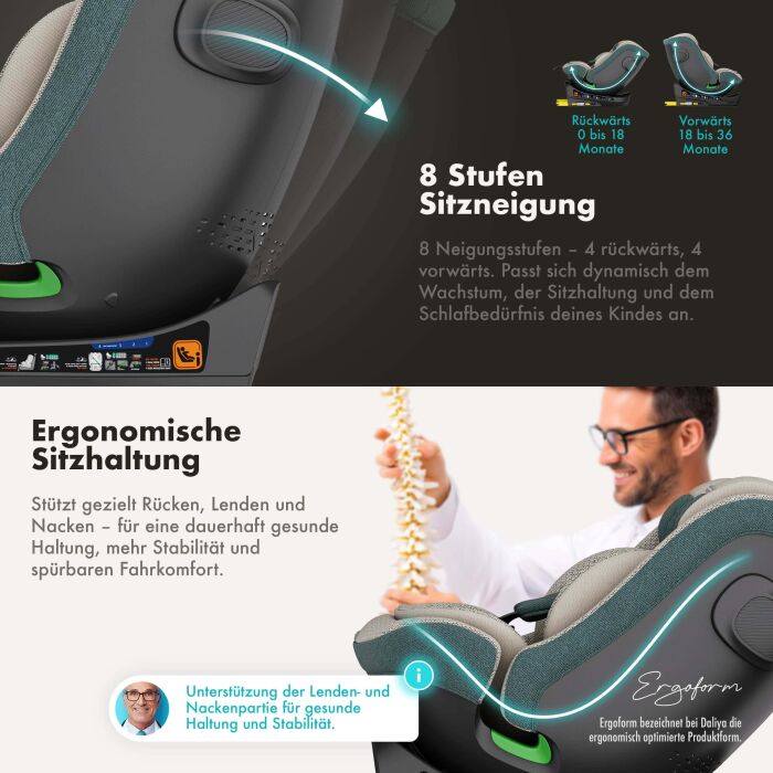 Daliya® BRAVO 360° i-Size Auto-Kindersitz (Hellgrün)