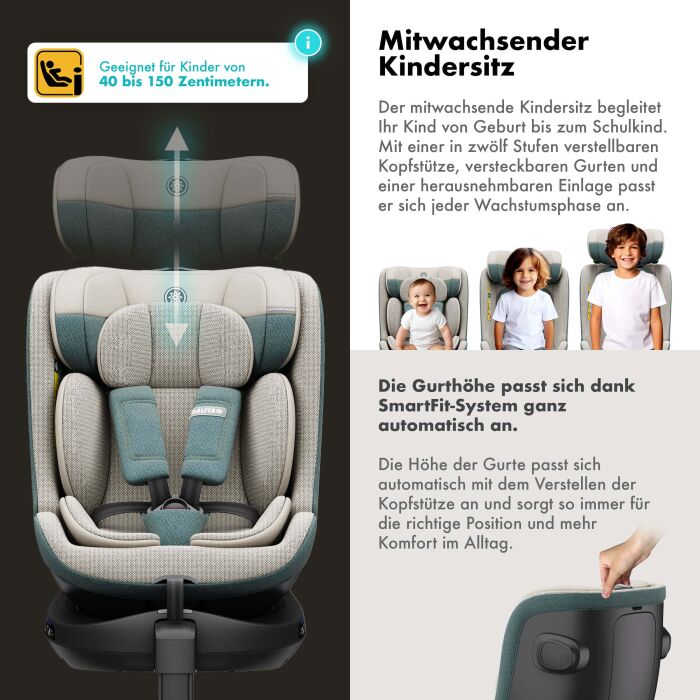 Daliya® BRAVO 360° i-Size Auto-Kindersitz (Hellgrün)