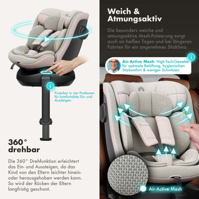 Daliya® BRAVO 360° i-Size Auto-Kindersitz (Pink)
