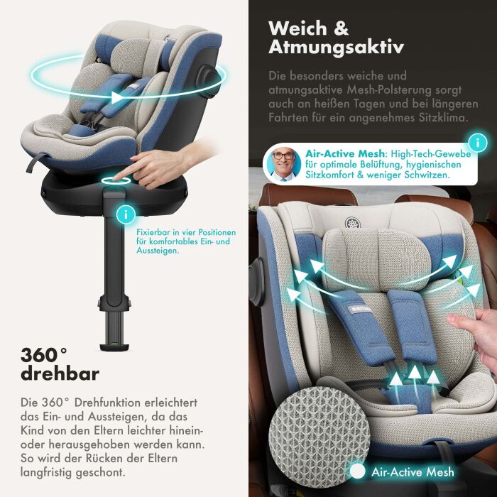 Daliya® BRAVO 360° i-Size Auto-Kindersitz (Hellblau)