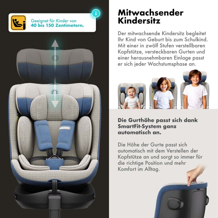 Daliya® BRAVO 360° i-Size Auto-Kindersitz (Hellblau)