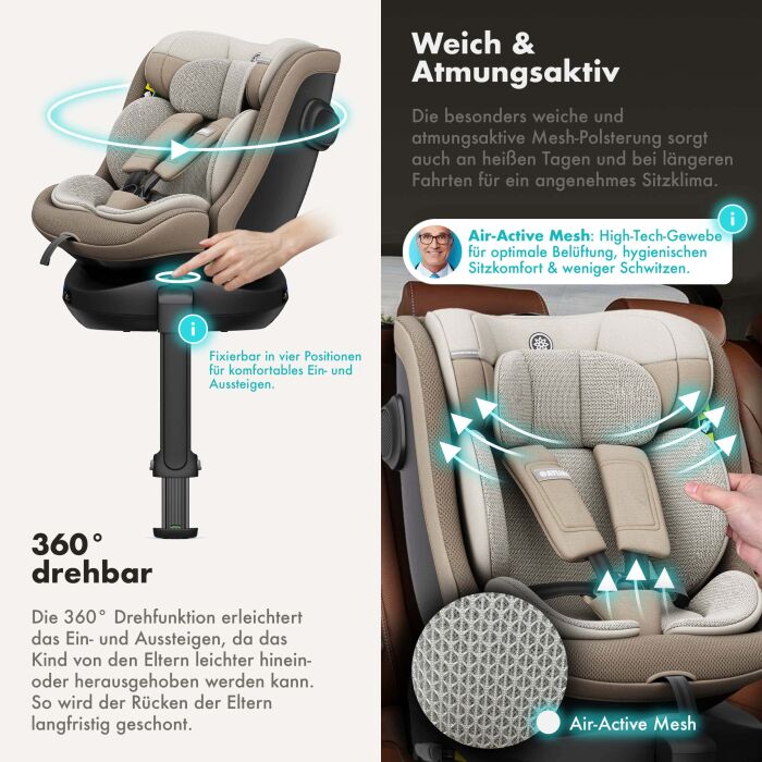 Daliya® BRAVO 360° i-Size Auto-Kindersitz (Beige)