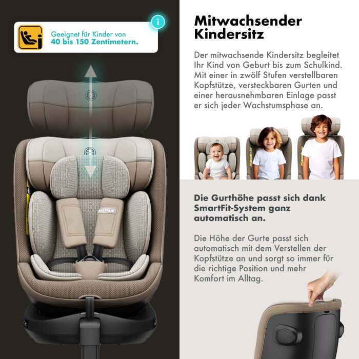 Daliya® BRAVO 360° i-Size Auto-Kindersitz (Beige)
