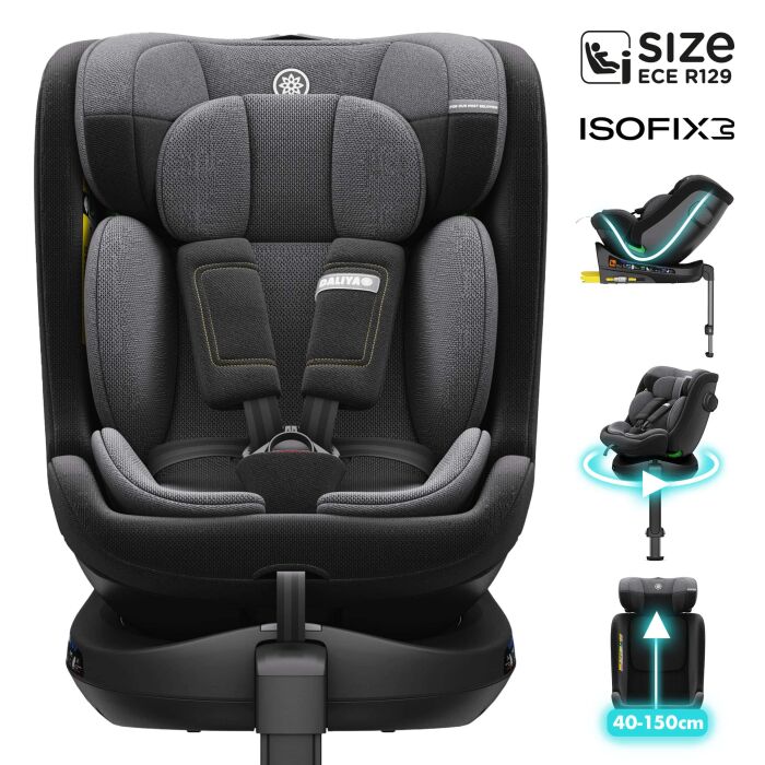 Daliya® BRAVO 360° i-Size Auto-Kindersitz (Schwarz)