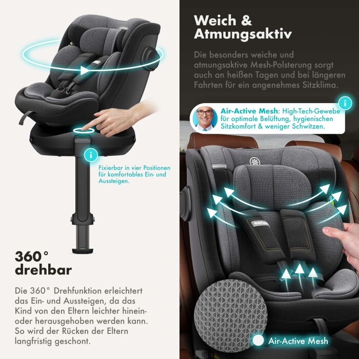 Daliya® BRAVO 360° i-Size Auto-Kindersitz (Schwarz)