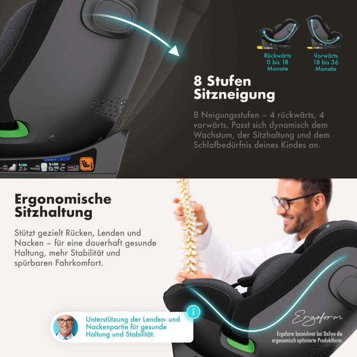 Daliya® BRAVO 360° i-Size Auto-Kindersitz (Schwarz)