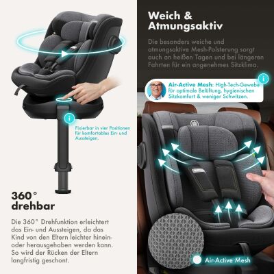 Daliya® BRAVO 360° i-Size Auto-Kindersitz (Schwarz)