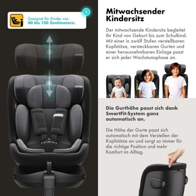 Daliya® BRAVO 360° i-Size Auto-Kindersitz (Schwarz)
