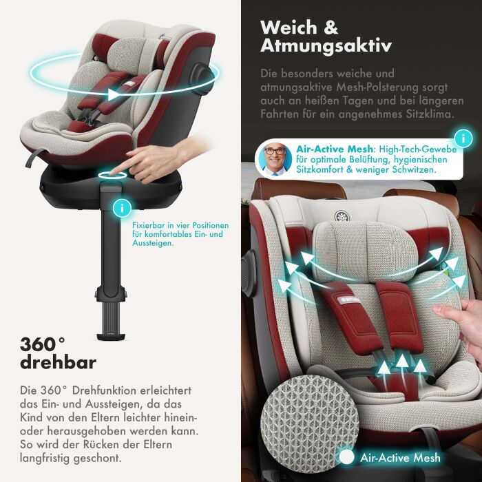 Daliya® BRAVO 360° i-Size Auto-Kindersitz (Rot)