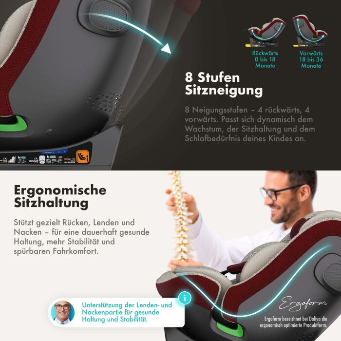 Daliya® BRAVO 360° i-Size Auto-Kindersitz (Rot)