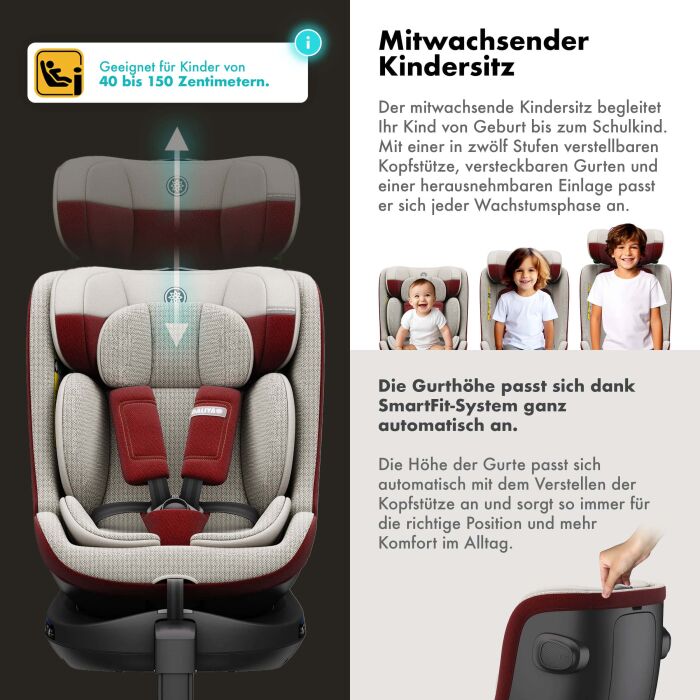 Daliya® BRAVO 360° i-Size Auto-Kindersitz (Rot)