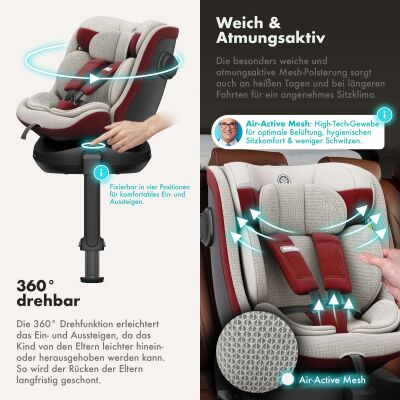 Daliya® BRAVO 360° i-Size Auto-Kindersitz (Rot)