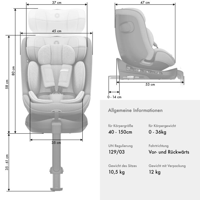 Daliya® BRAVO 360° i-Size Auto-Kindersitz (Dunkelblau)