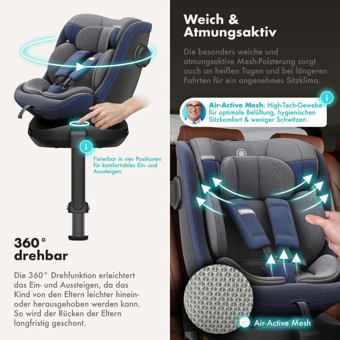 Daliya® BRAVO 360° i-Size Auto-Kindersitz (Dunkelblau)