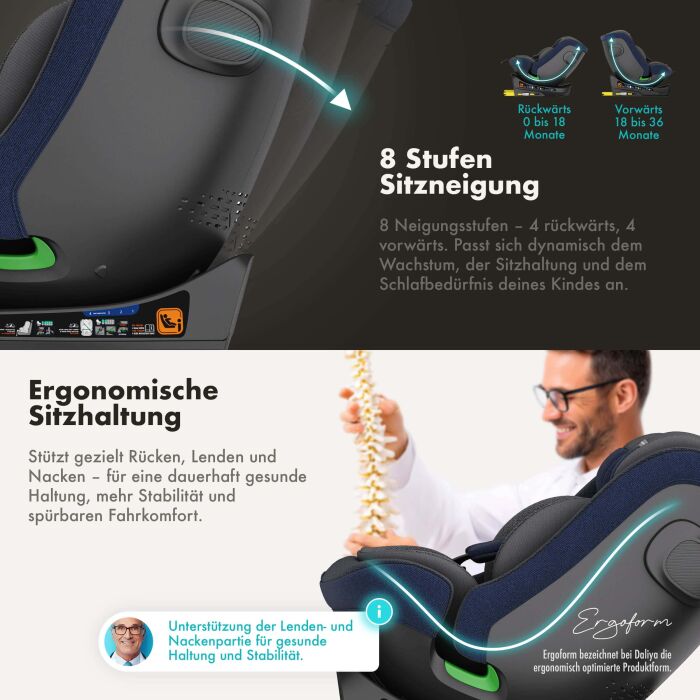 Daliya® BRAVO 360° i-Size Auto-Kindersitz (Dunkelblau)