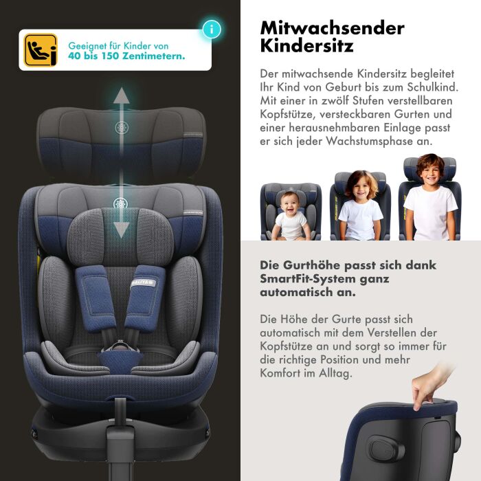 Daliya® BRAVO 360° i-Size Auto-Kindersitz (Dunkelblau)