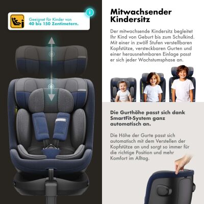 Daliya® BRAVO 360° i-Size Auto-Kindersitz (Dunkelblau)