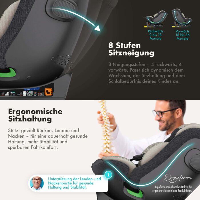 Daliya® BRAVO 360° i-Size Auto-Kindersitz (Dunkelgrau)