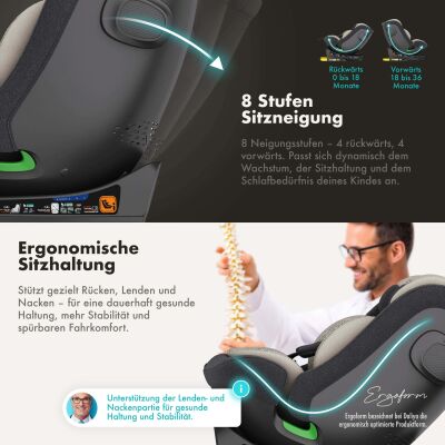 Daliya® BRAVO 360° i-Size Auto-Kindersitz (Dunkelgrau)