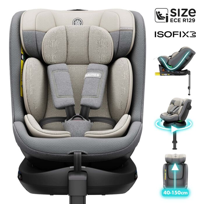 Daliya® BRAVO 360° i-Size Auto-Kindersitz (Hellgrau)