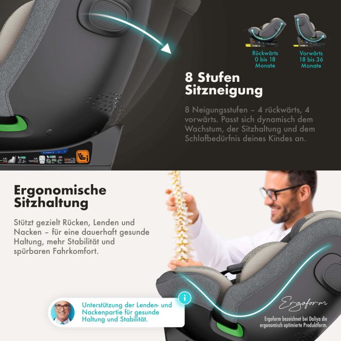 Daliya® BRAVO 360° i-Size Auto-Kindersitz (Hellgrau)