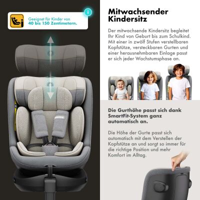 Daliya® BRAVO 360° i-Size Auto-Kindersitz (Hellgrau)