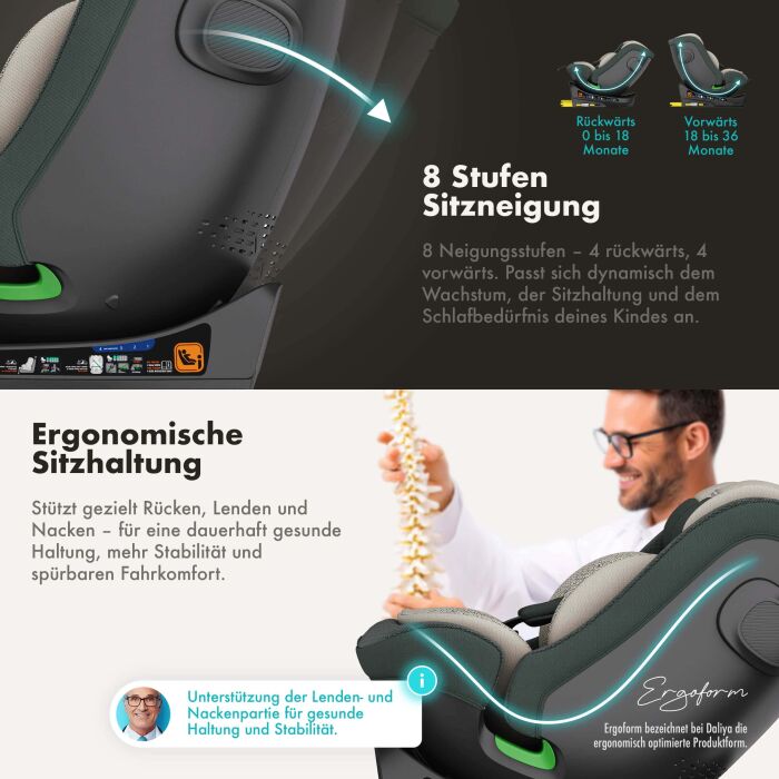 Daliya® BRAVO 360° i-Size Auto-Kindersitz (Grün)