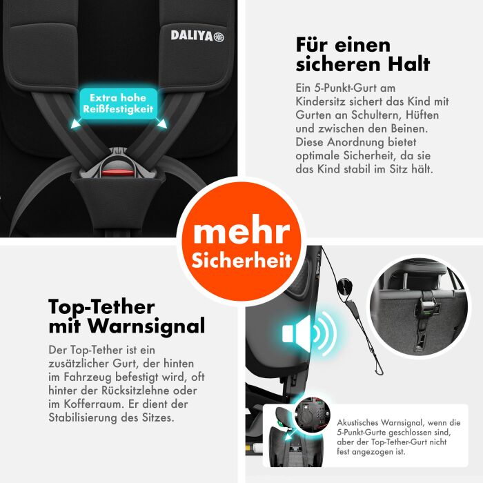 Daliya® JOYMAX i-Size Kinderautositz 76-150cm (Schwarz)