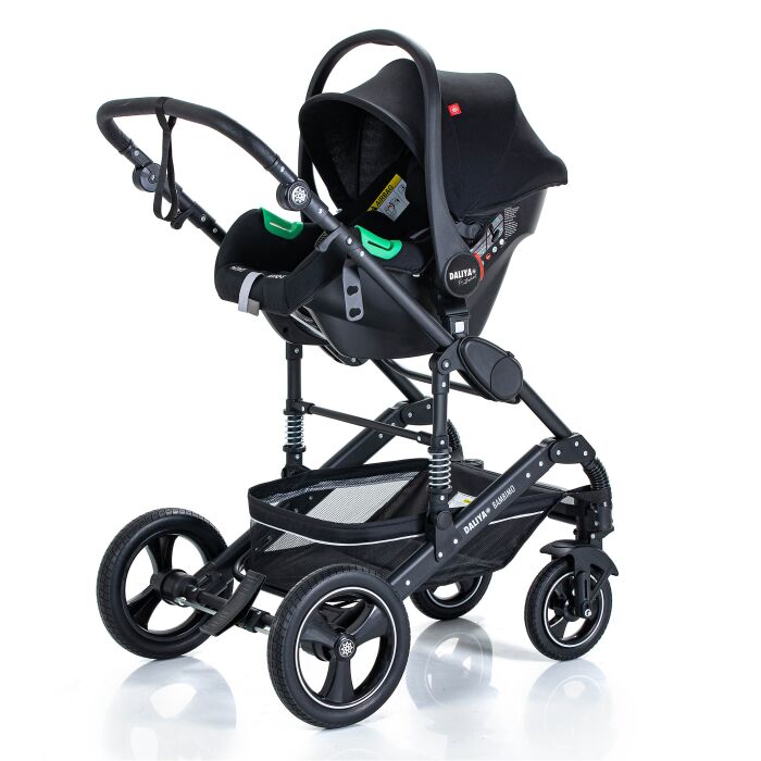 Daliya® BAMBIMO 3in1 Kinderwagen und Buggy mit Auto-Babyschale, XXL-Set (Schwarz - Schwarz)