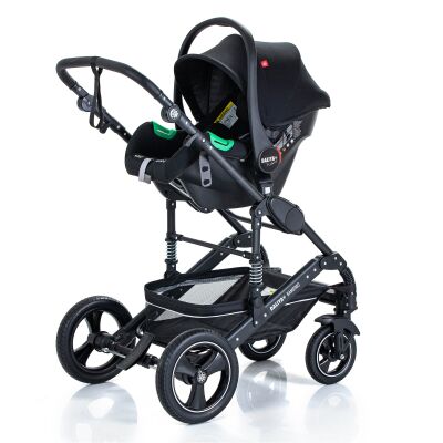 Daliya® BAMBIMO 3in1 Kinderwagen und Buggy mit Auto-Babyschale, XXL-Set (Schwarz - Schwarz)