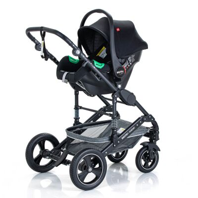Daliya® BAMBIMO 3in1 Kinderwagen und Buggy mit Auto-Babyschale, XXL-Set (Dunkelgrau - Schwarz)