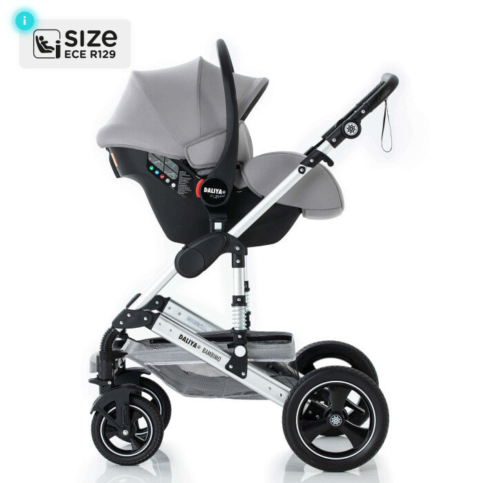 Daliya® BAMBIMO 3in1 Kinderwagen und Buggy mit Auto-Babyschale, XXL-Set (Schwarz - Gold)